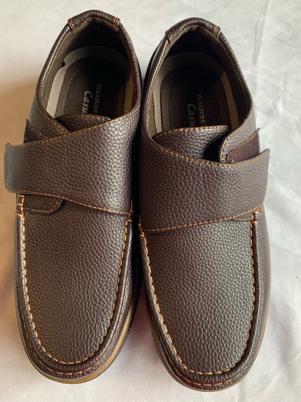 Pleasure Island Men's Slip-On Loafers Velcro Closures Dark Brown Size‎ 9